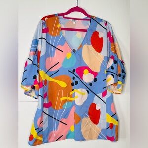 Crosby by mollie Burch colorful top blouse size M